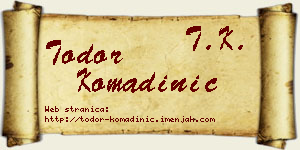Todor Komadinić vizit kartica